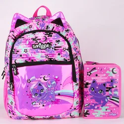 Australian Smiggle Elementary School Pink Space Cat Reduces Burden Shoulders Large Capacity Backpack Children's Travel Backpack