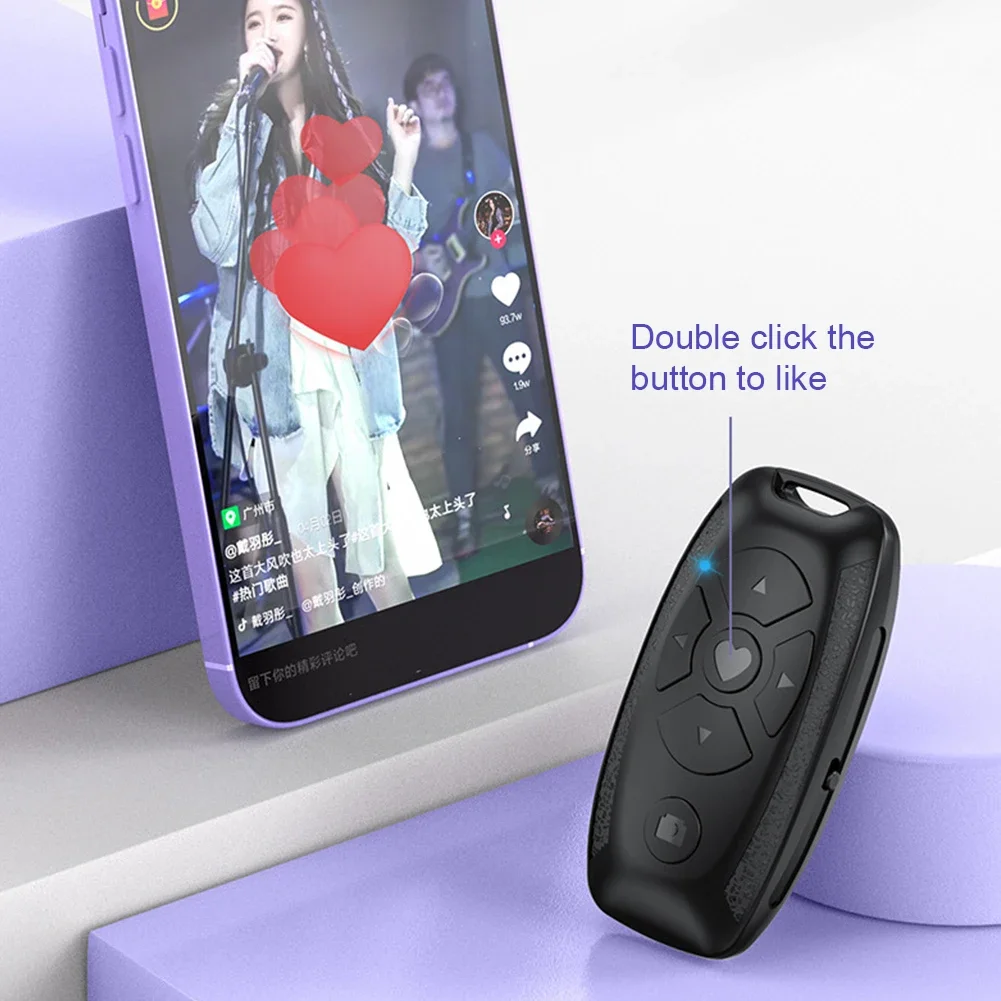 충전식 블루투스 리모컨 버튼 무선 컨트롤러 셀카봉 셔터 릴리즈 (휴대폰, 전자책 페이지 넘김용)