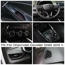 Steering Wheel / Gear Shift Box / AC Vent Outlet Cover Trim For Chevrolet Cavalier ONIX 2019 - 2024 Carbon Fiber Look Interior