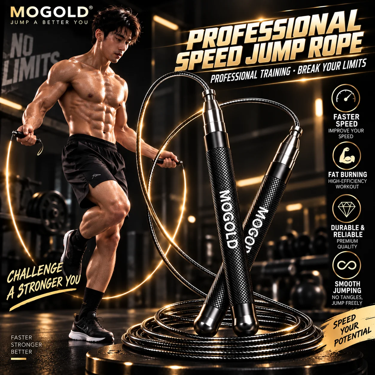 Aluminum Alloy Skipping Rope, Double Bearing Design, Adjustable Rope Length, Aerobic Fitness Equipment, Home Exercise General