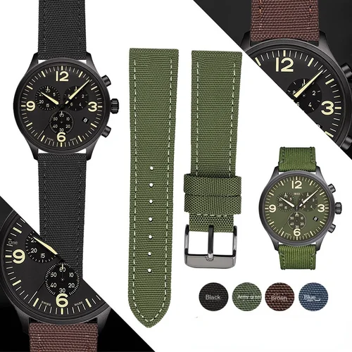 Imagen 2 del producto Correa de muñeca de cuero de nailon para hombre, pulsera de lona impermeable para reloj Omega Seiko Casio Tissot, 19mm, 20mm, 22mm, 23mm y 24mm