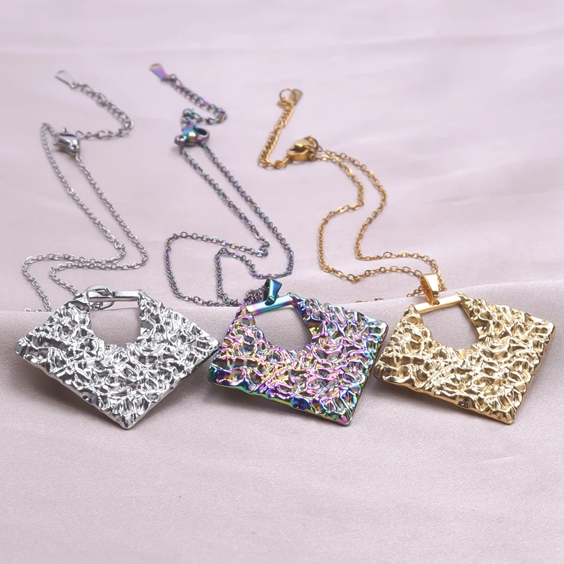 3Pcs Irregular Geometry Concave-Convex Design Temperament Exaggerated Charm Necklace For Women Necklaces Collarbone Ornaments