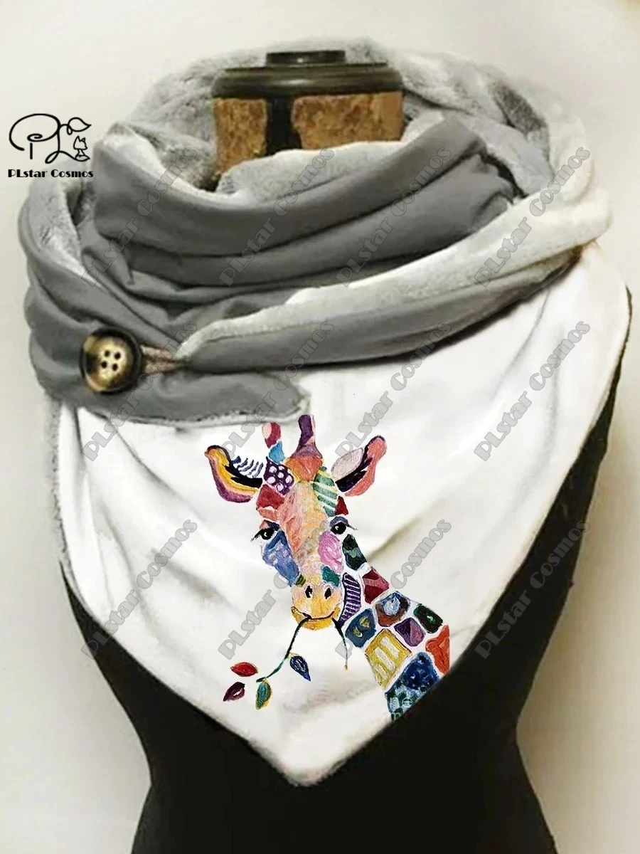 printed animal series cute giraffe elk sika deer pattern printed warm shawl scarf spring and winter small triangle scarf