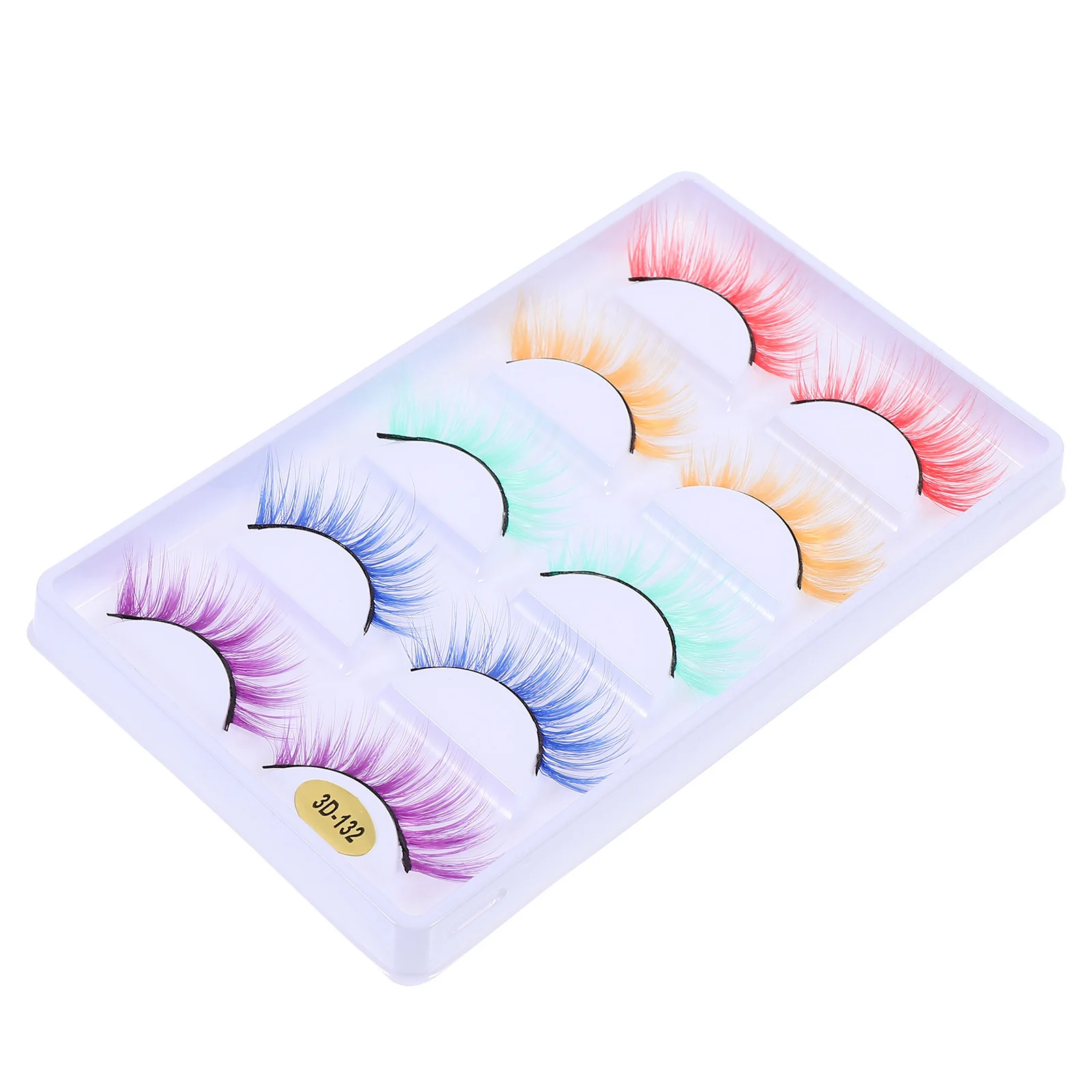 

5Pairs 3D False Eyelashes Fiber Colorful Dense Thick Volume Makeup Eyelashes Halloween Cosplay Stage Fake Eyelash