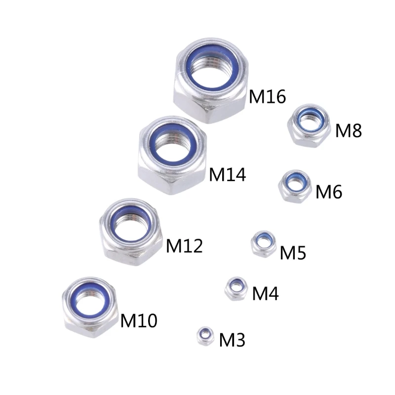 

Набор фиксирующих гайки из нержавеющей стали и нейлона, 100 шт., набор самозакрепляющихся шестигранных предохранительных гаек, набор металлических гаек для надежного крепления