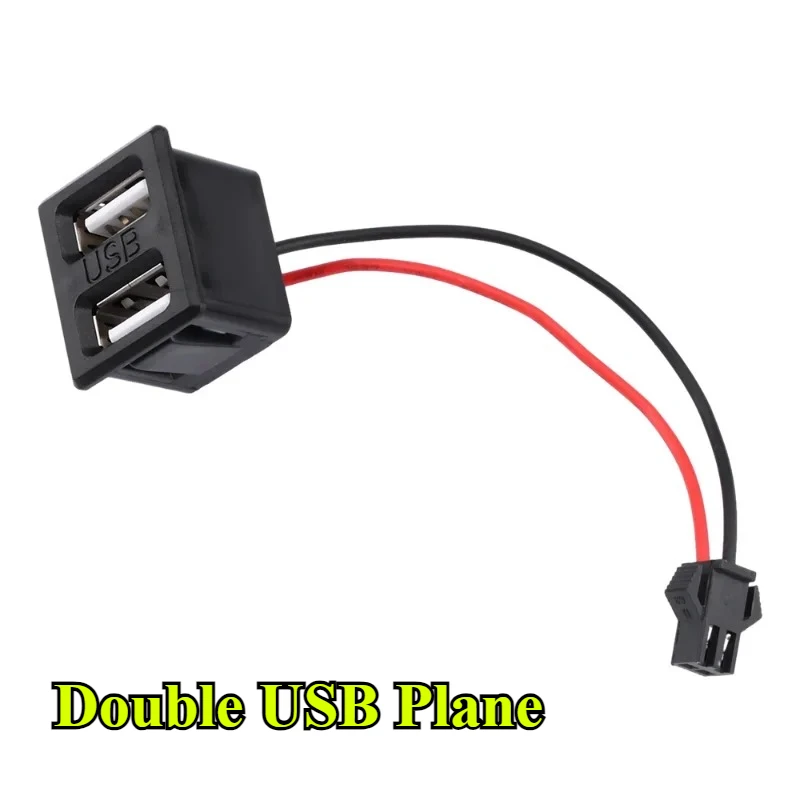 5Pcs/lot Black Double Layer USB Female Base Type-C Socket and Female USB Lamp Charging Socket Power Socket With Cable Connector