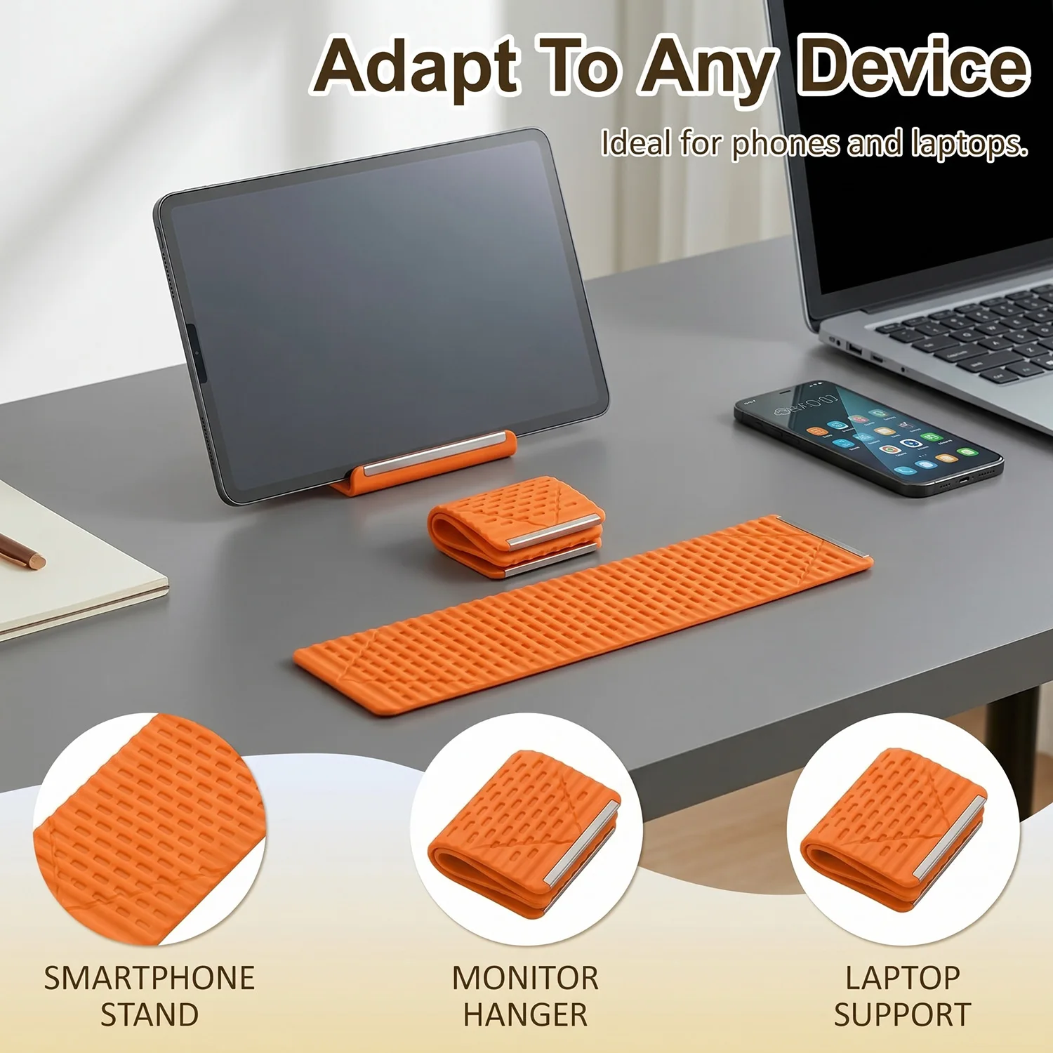 Flexible Foldable Silicone Phone Holder Portable Adjustable Multi-Angle Desktop Stand For iPhone iPad Laptop Tablet Home Office