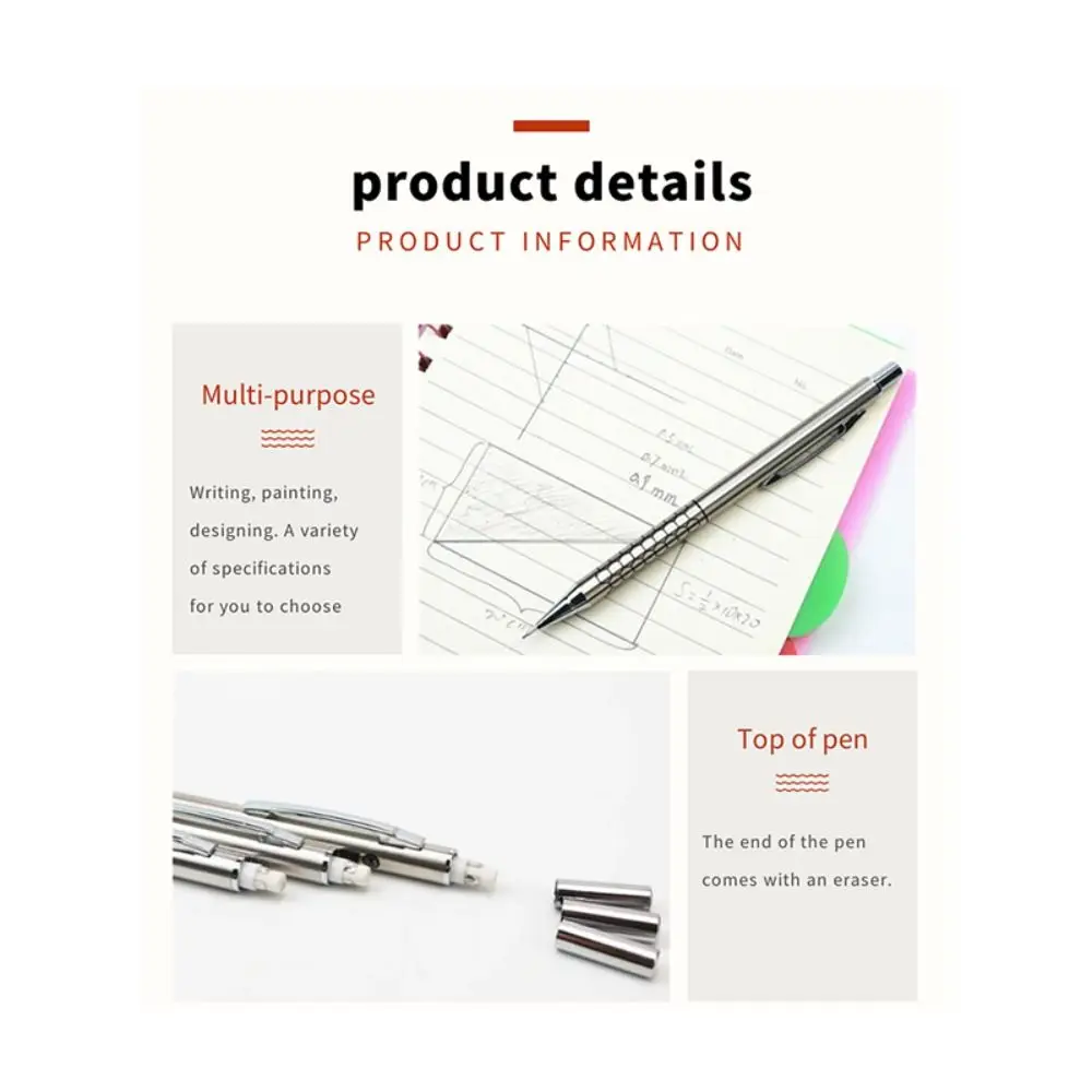 

0.3/0.5/0.7/0.9mm Mechanical Pencil Drawing Writing Tool Sketch Comics Design Automatic Pencil Metal Sketch Pencil Stationery