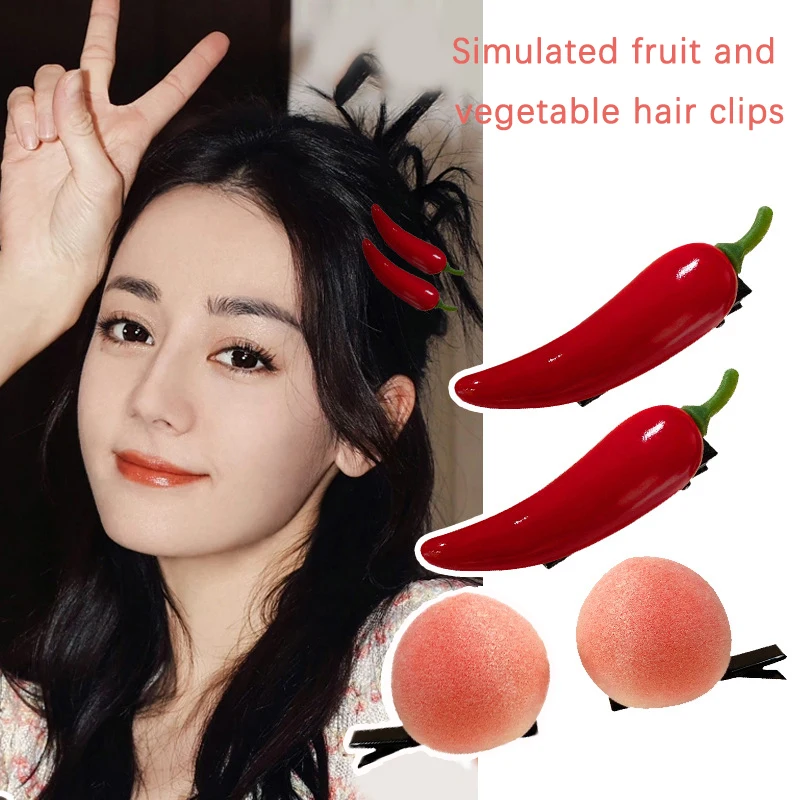 2 Stuks Gesimuleerde Fruit Haarclips Grip Cosplay Haarspeld Hoofdtooi Grappige Haaraccessoires Haarspeld Pony Zijclip