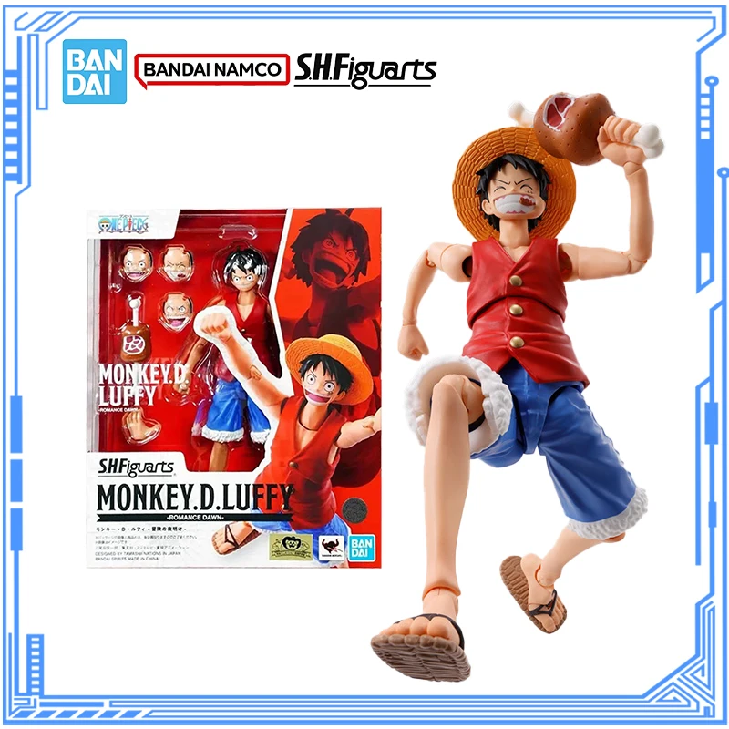 

Bandai натуральная цельная модель, комплект аниме-фигурок SHF Monkey D Luffy Romance Dawn, экшн-фигурка, коллекция моделей, детские игрушки, подарки