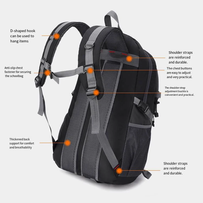 Mochila deportiva Oulylan de gran capacidad de 40L, mochila impermeable para senderismo al aire libre, bolsas ligeras para acampar y escalar para Universal