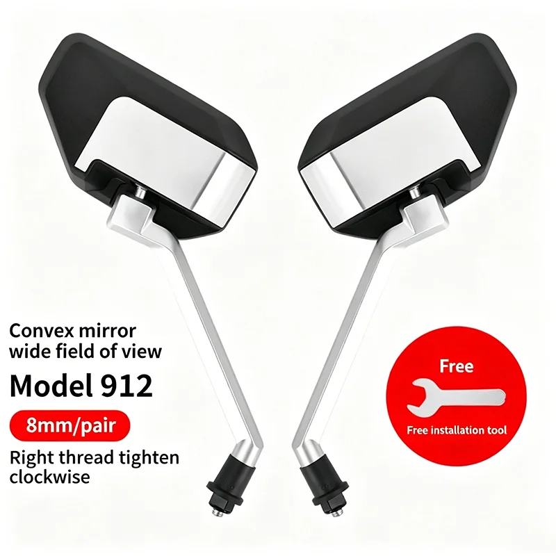 2Pcs/Set 8mm Motorcycle Rearview Mirrors, Scooter E-Bike Convex Wide Angle HD Side Mirrors, Electric Bicycle Riding Accessories