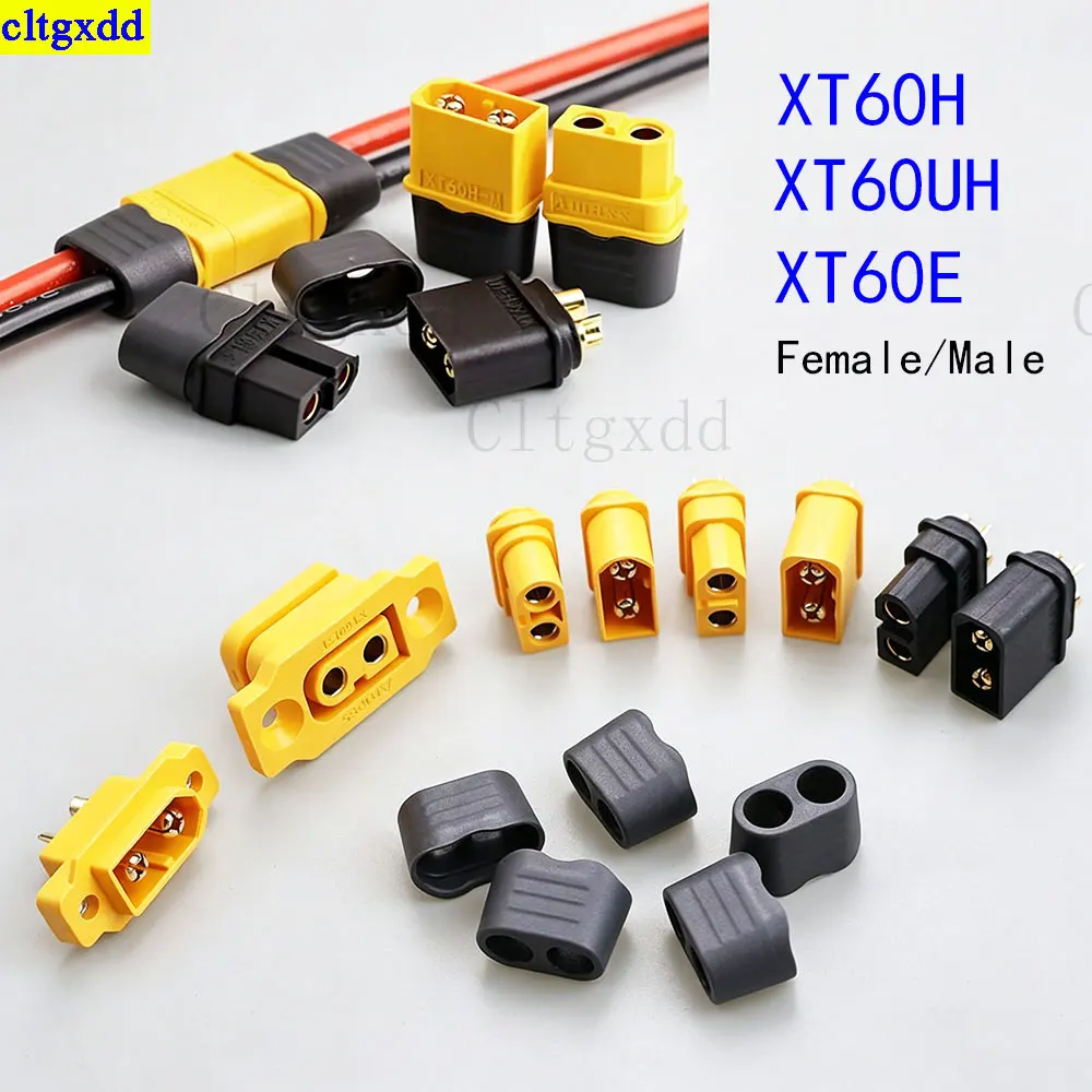 Cltgxdd 1/5/10piece XT60H/XT60UH/XT60E Male Female Plug For RC Lipo Battery Fpv Drone 3.5mm Gold Plated T-shaped Connector