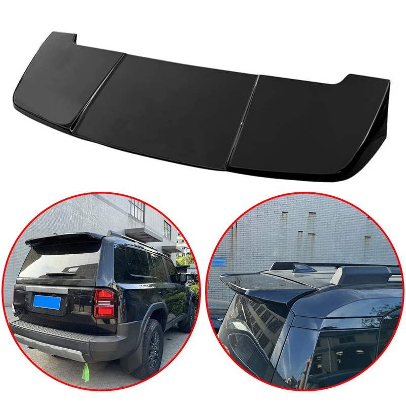 

High Quality ABS Car Rear Roof Wing Spoiler Glossy Black Or Carbon Fiber Look Body Kit For Toyota Land Cruiser Prado J250 2024+