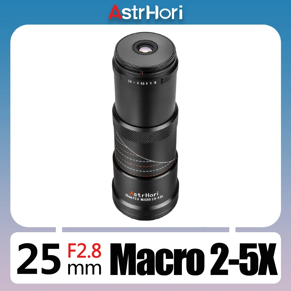 

AstrHori 25mm F2.8 Manual Focus Full Frame Camera Lens 2X-5X Magnifcation HD Image Quality Ultra Macro Lens for Macro Shooting