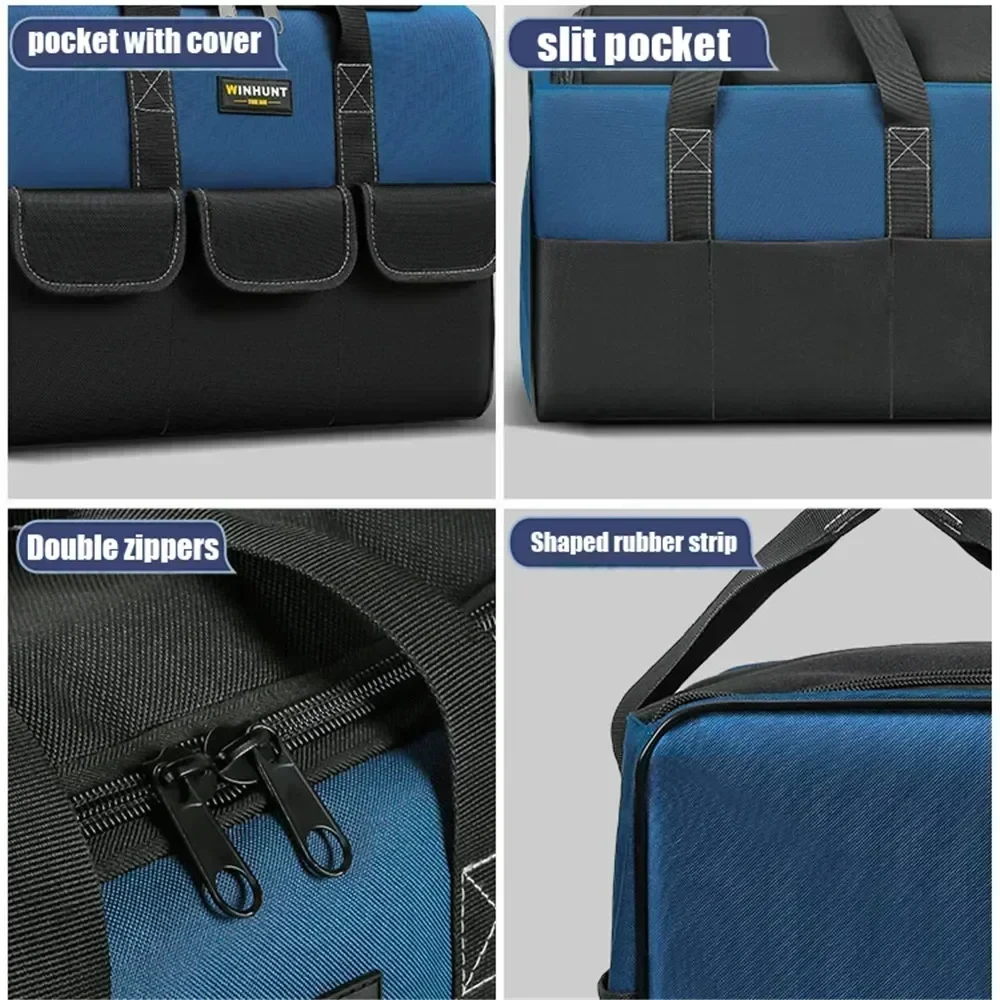 New Square Tool Bag with 30% More Capacity Waterproof Multi Pockets Tool Organizer Tool Pouch for Electrician Tools