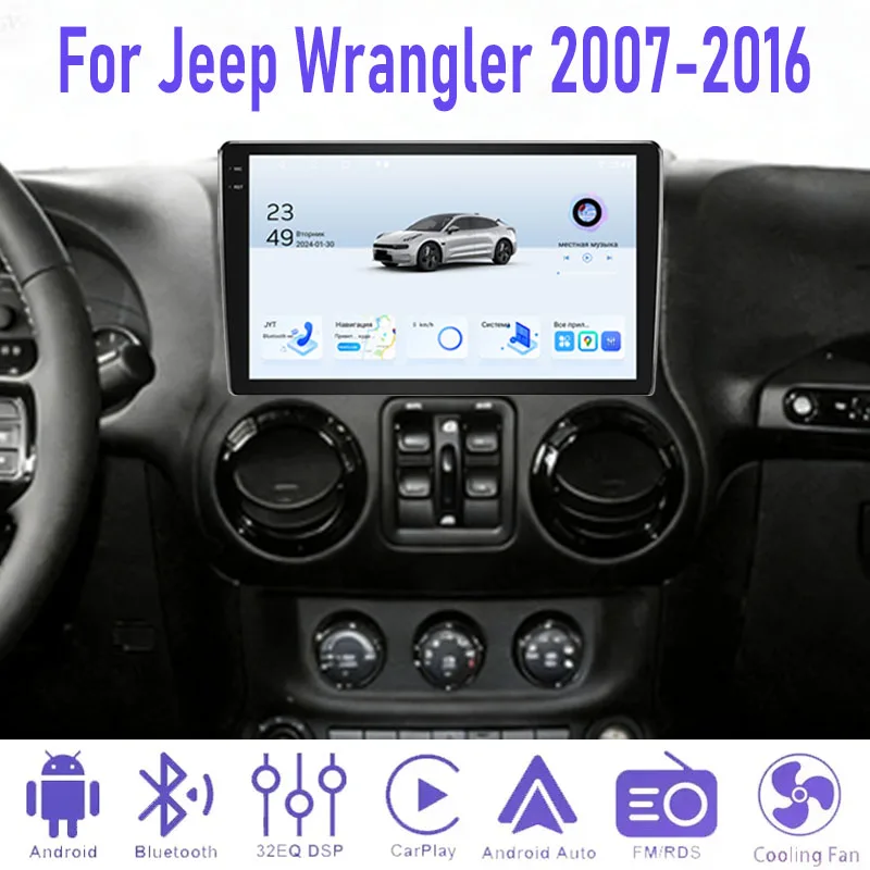 

10'' 4+64GB For Jeep Wrangler 2007-2016 Car Radio Camera Stereo Steering wheel control GPS BT Wireless Carplay Navi