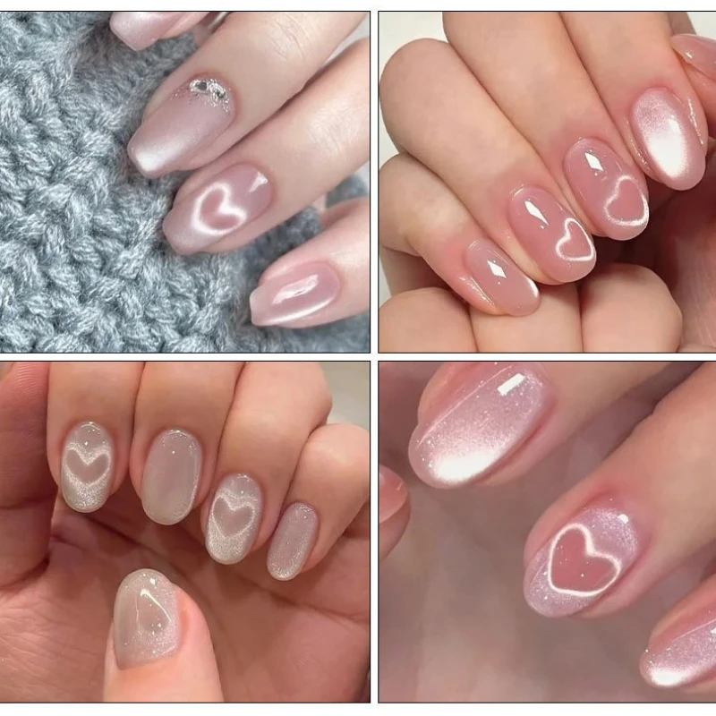 3in1 Nail Heart Shaped Magnet Tool 3D Love Heart Cat Eye Effect Double Line Moon Snake French Pattern Nail Art Accessories Tools