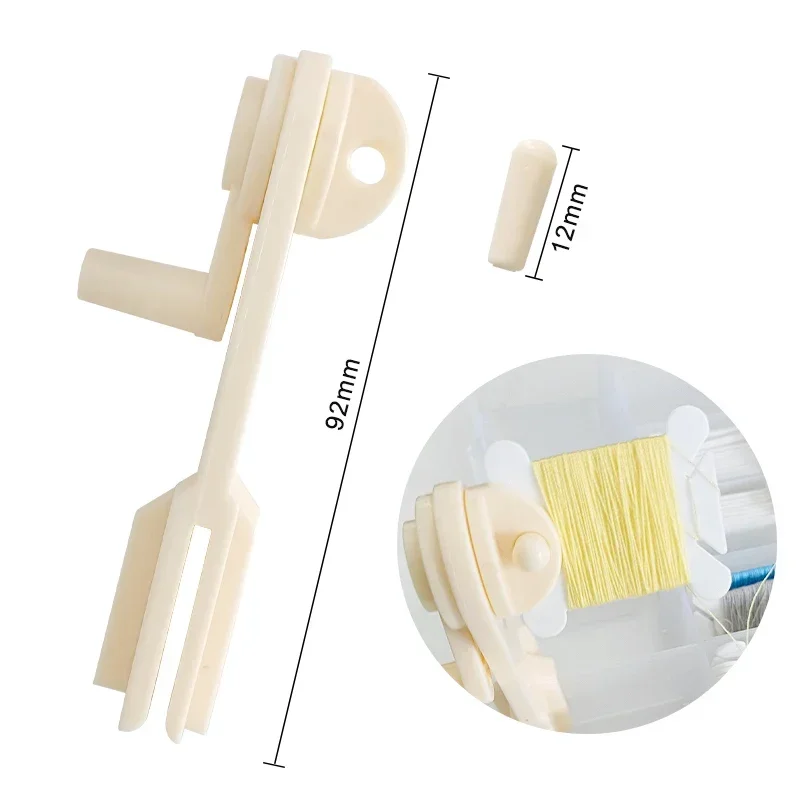 50pcs Plastic Floss Bobbins with 1pc String Winder Bobbin Cross Stitch Card Thread Yarn Holder DIY Embroidery Sewing Accessories