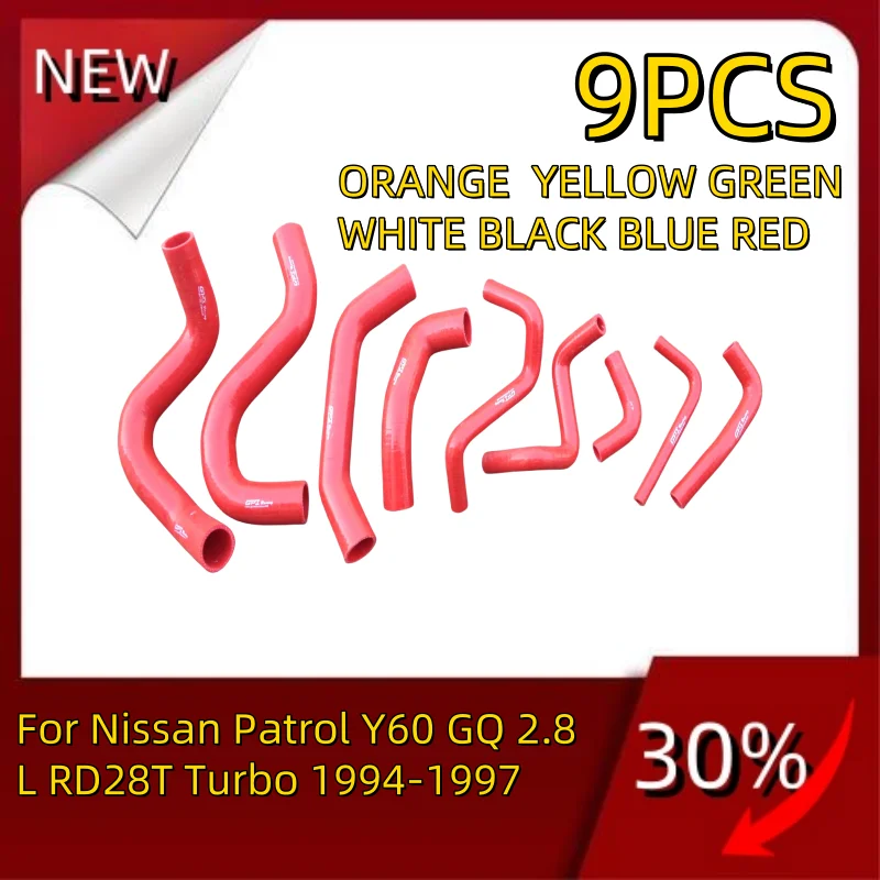 9x NEW durable For Nissan Patrol Y60 GQ 2.8L RD28T Turbo 94-97 Silicone Radiator Hose Pipe Tube Kit 1994 1995 1996 1997