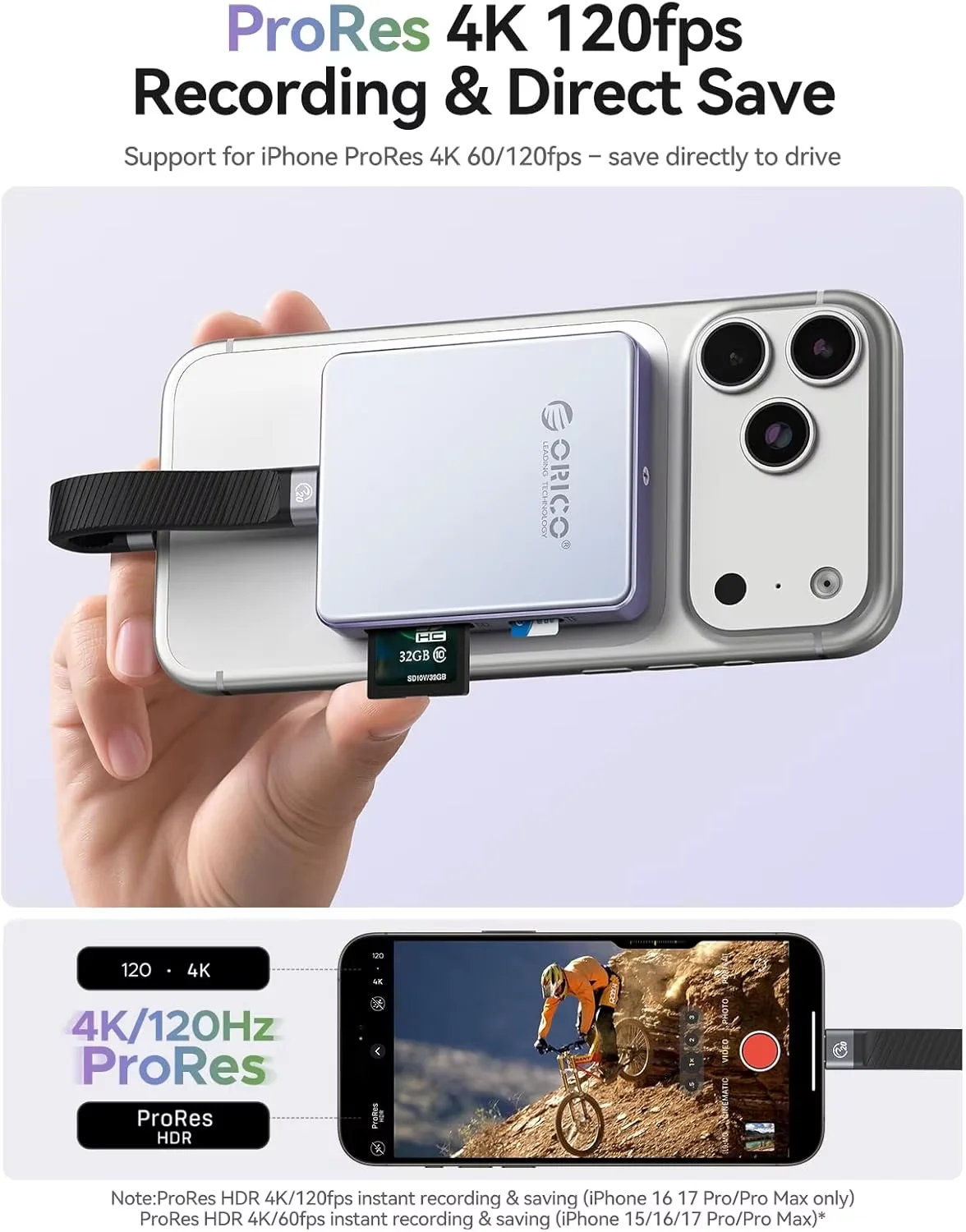 ORICO حافظة SSD خارجية M.2 NVMe حاوية SSD مغناطيسية 2230 2242 قارئ بطاقات TF مع PD 100 وات 10 جيجابت في الثانية لهاتف iPhone 16 17