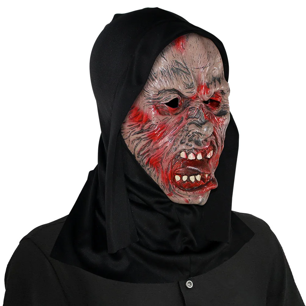 Gruselige Zombie-Bio-Monsterkopfmaske mit scharfen Zähnen, Halloween-Maske für Erwachsene für Horror-Geisterhaus-Themenparty-Cosplay – Detail 2