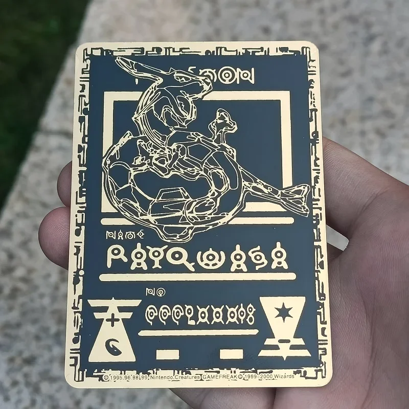 2025 البوكيمون بطاقة معدنية سوداء Mewtwo بطاقات الطاقة Gengar Rayquaza لعبة نادرة جمع معركة المدرب بطاقة الحديد الاطفال هدية
