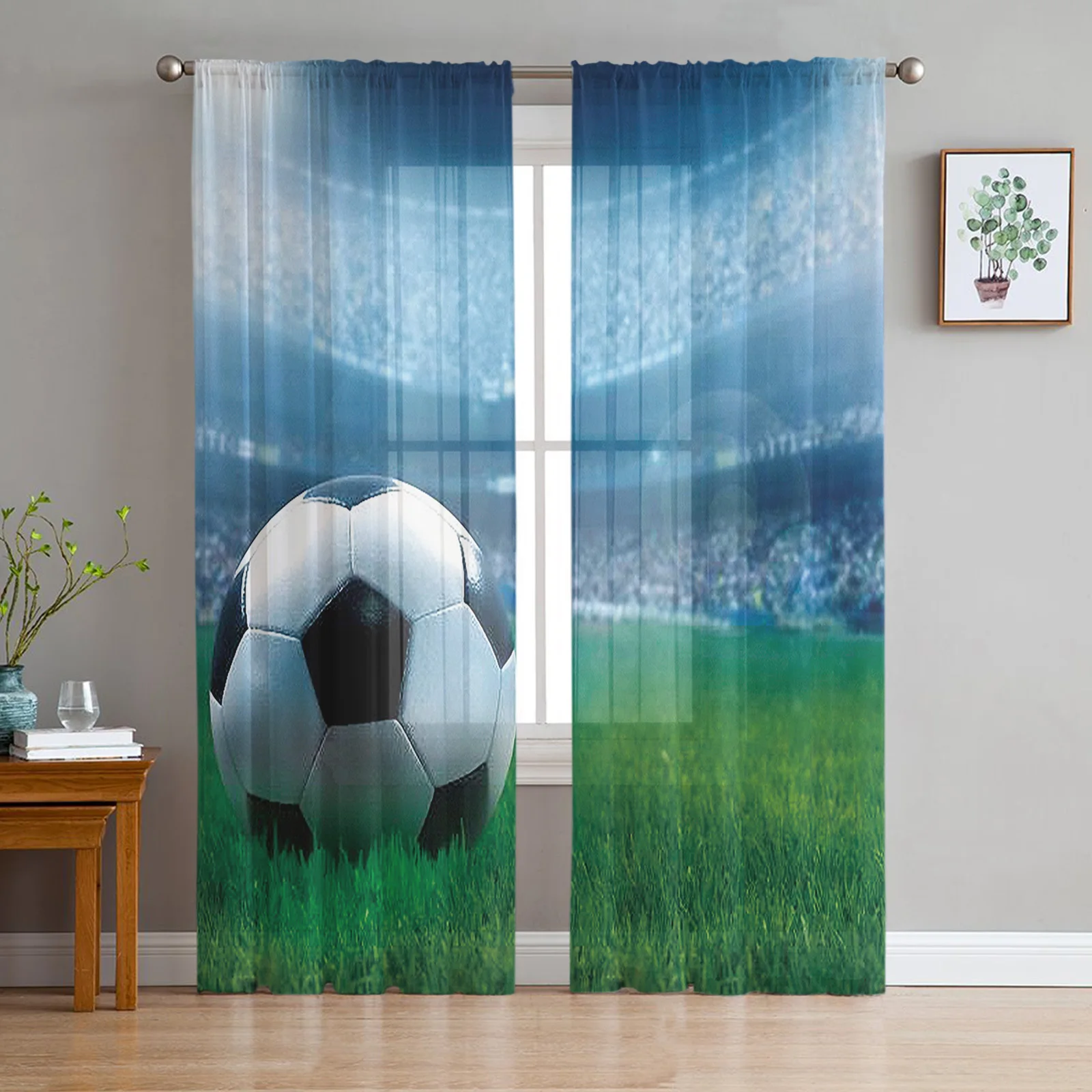 

Stadium Football Tulle Curtains for Living Room Sheer Curtains for Bedroom Voile Curtain for Children Organza Window Drapes