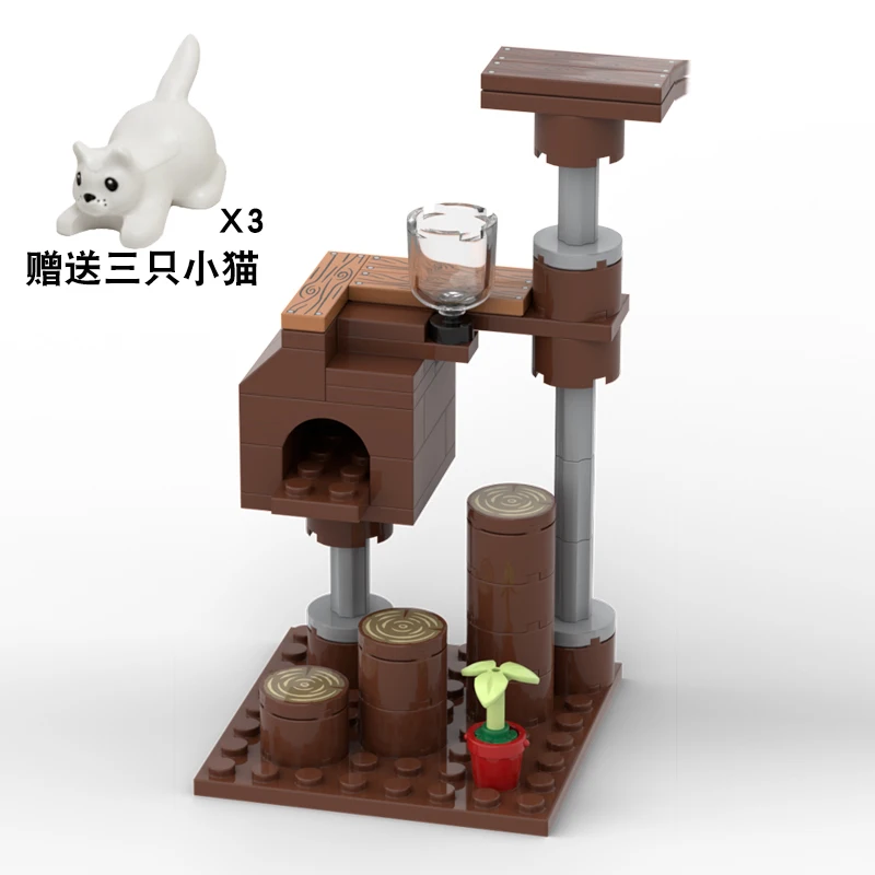 MOC Small Building Block Granular Farm Pig Chicken Nest, Dog Nest, Corn, Radish Field Scene Animal Assembly Compatible with LEGO