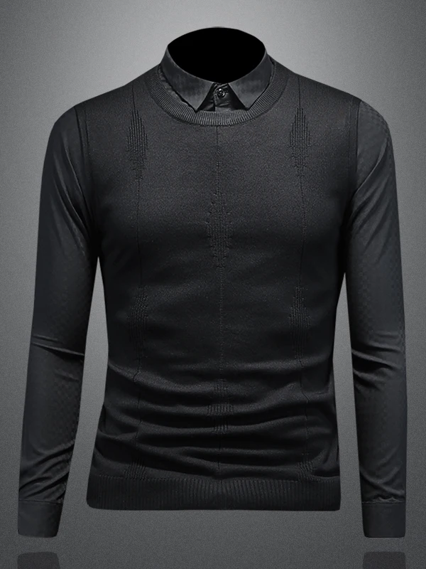 

Элитный модный брендовый мужской вязаный свитер с длинным рукавом и воротником-стойкой, весна-осень, новая модная коллекция, дышащий, приятный к телу.