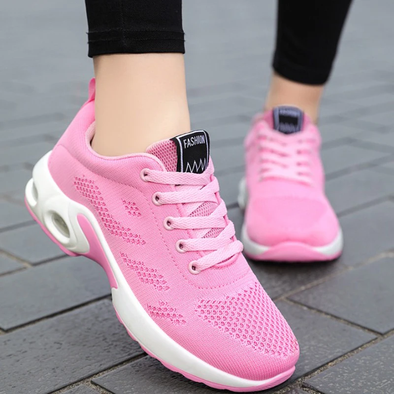 Zapatillas De deporte informales transpirables De malla para Mujer, Zapatos vulcanizados con cordones, zapatillas De plataforma para Mujer, Zapatos De Mujer De talla grande