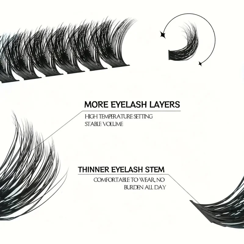 DIY Eyelash Extension Kit - Fluffy Mixed Lengths 10-16mm, 0.07mm Thick Lashes with Tweezers Beginner-Friendly Reusable Set