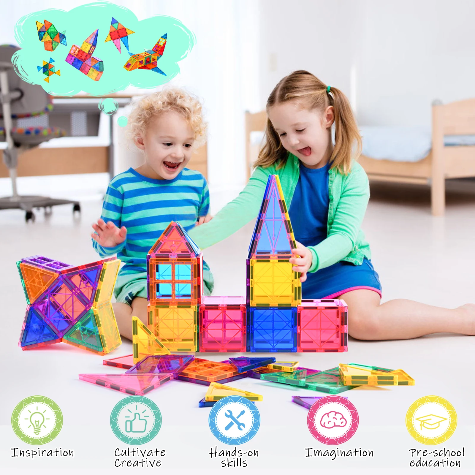 Magnetic Building Blocks Toy 42 pieces Educational Construction Games Gift for -3D Magnetic Toys Stronger Construction Toys