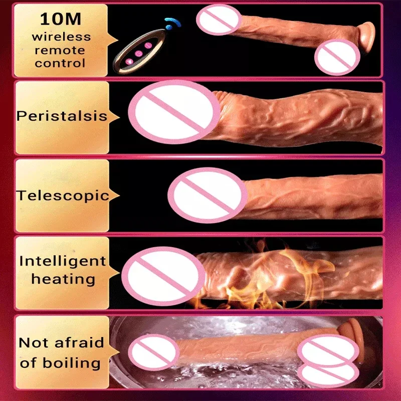 Spina anale del vibratore del Dildo realistico di spinta con la modalità telescopica di vibrazione femminile per il giocattolo del sesso di piacere