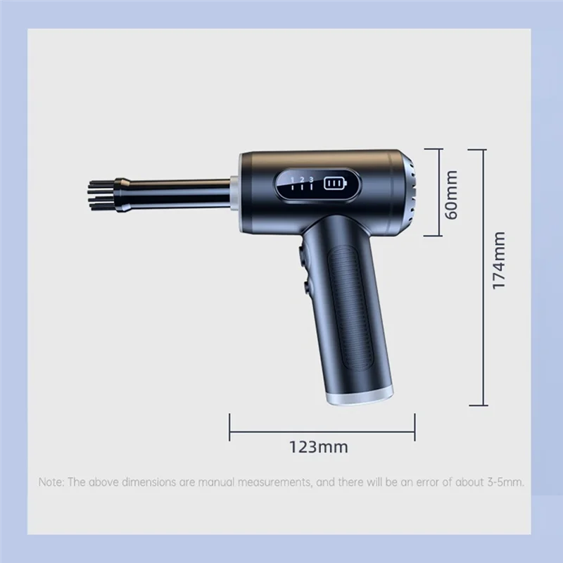 Aspiradora plumero de aire A94E, limpiador de mano inalámbrico de 3 engranajes de 50000RPM para ordenador de casa y coche, soplado de polvo fácil de usar