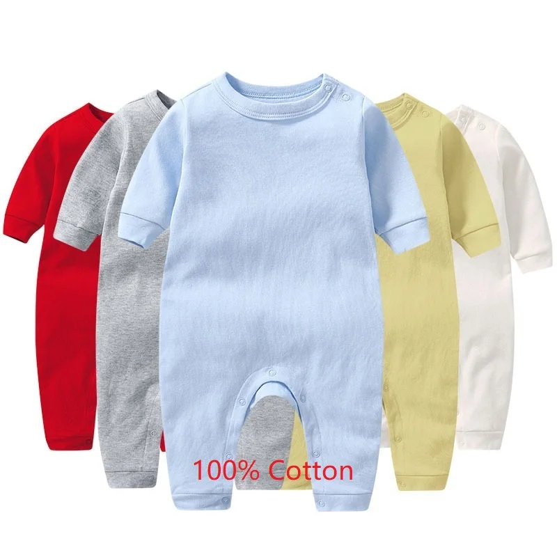 

New 100% Cotton Baby Girl Boy Romper Solid Color Grow Growing Newborn Sleepsuit Sleepwear Roupa de Bebe Jumpsuit Spring Autumn