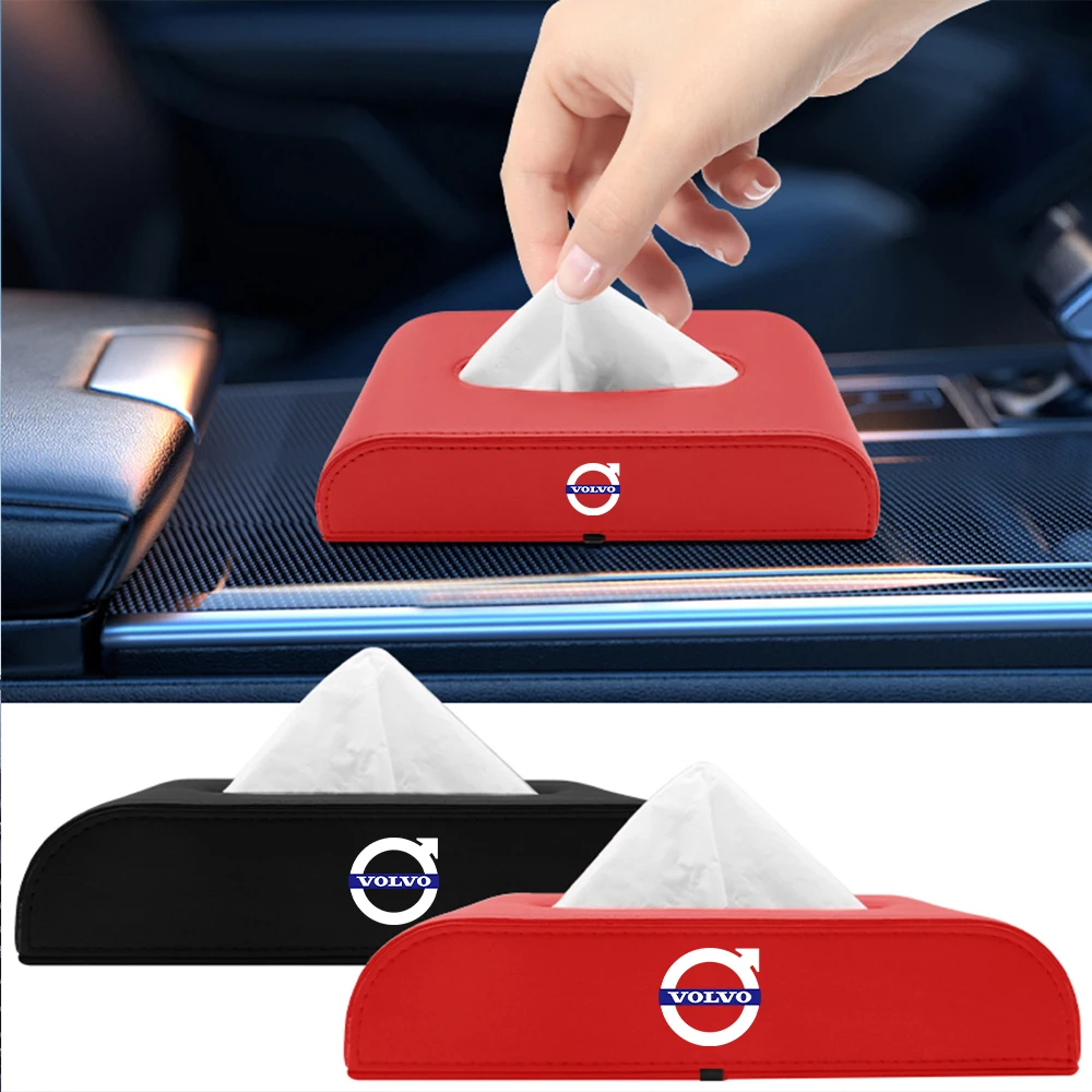 1pcs Leather Car Tissue Storage Box Accessories  For Volvo XC90 S60 V40 XC60 S80 S40 V70 V50 S90 T6 V60 V90 XC40 XC70 XC90 XC70