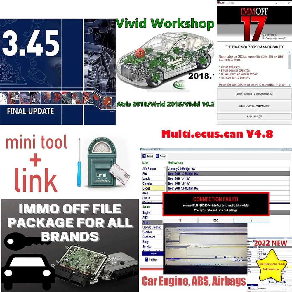 

Autodata 3.45+Vivid 2018 Workshop+IMMO OFF FILE PACKAGE Airbag DASH MILLEAGE CORRECTION+Multiecuscan V4.8+IMMOFF17 EDC17 MED 17