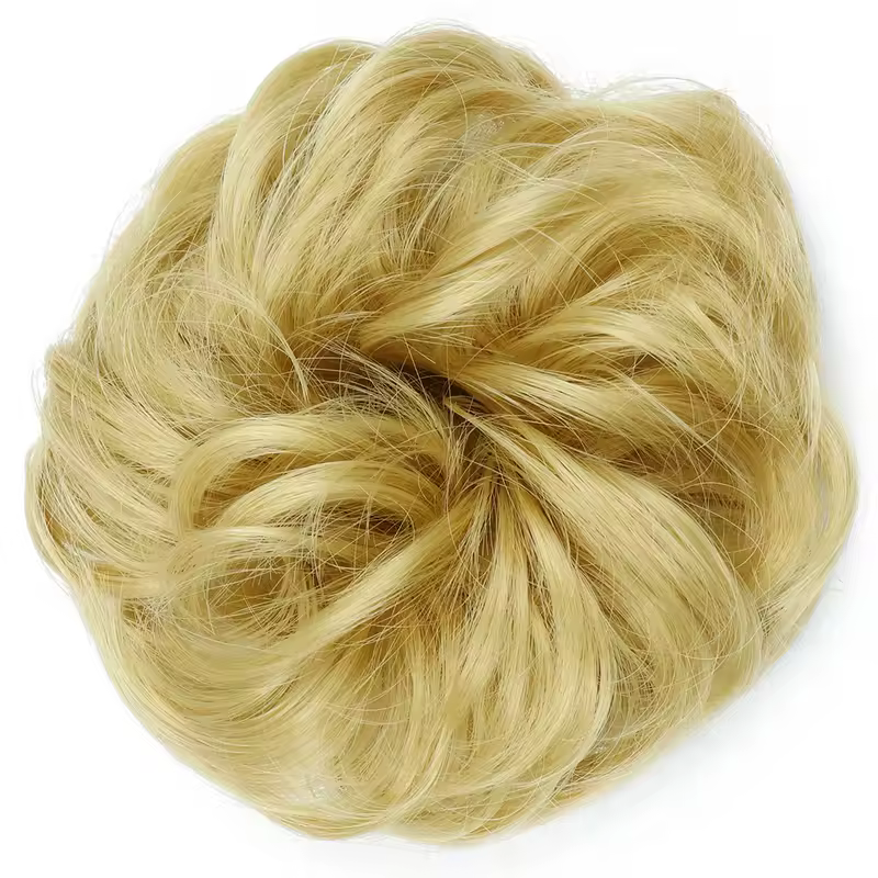 Azqueen Synthetic Messy Bun Chignon Donut Gary Brown Color Hair Bun Pad Elastic Hair Rope Rubber Band Hair Extensions - Image 7