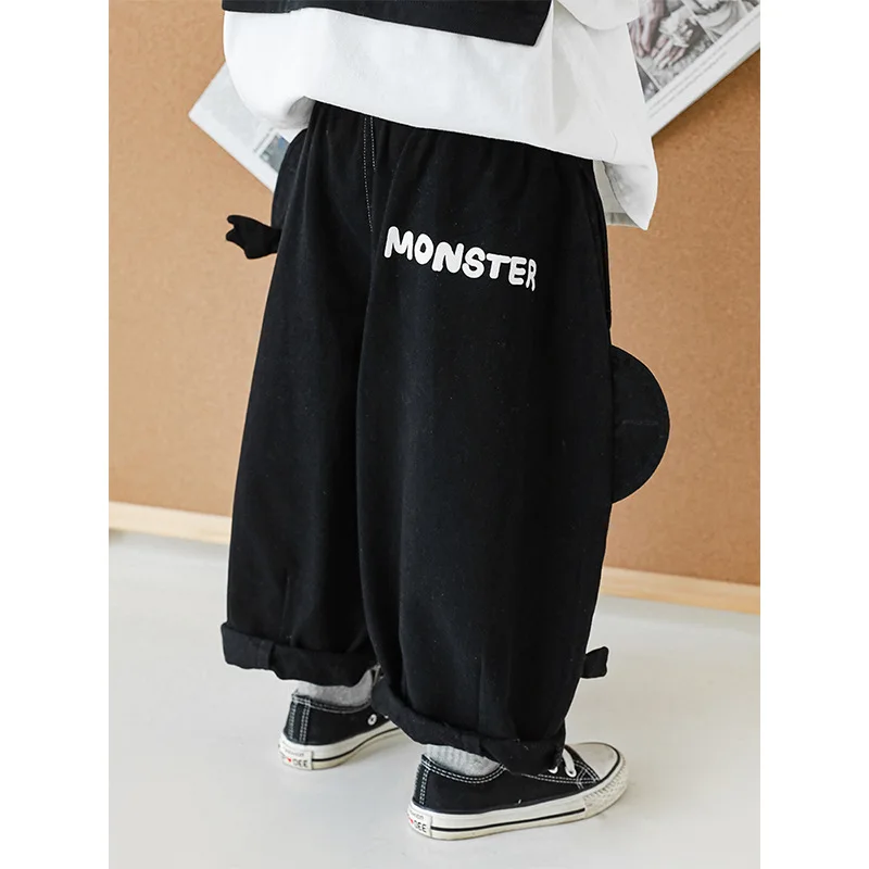 

Autumn Boys' Casual Pants Contrast Wide Leg Pants Korean Children's Loose Denim Pants
