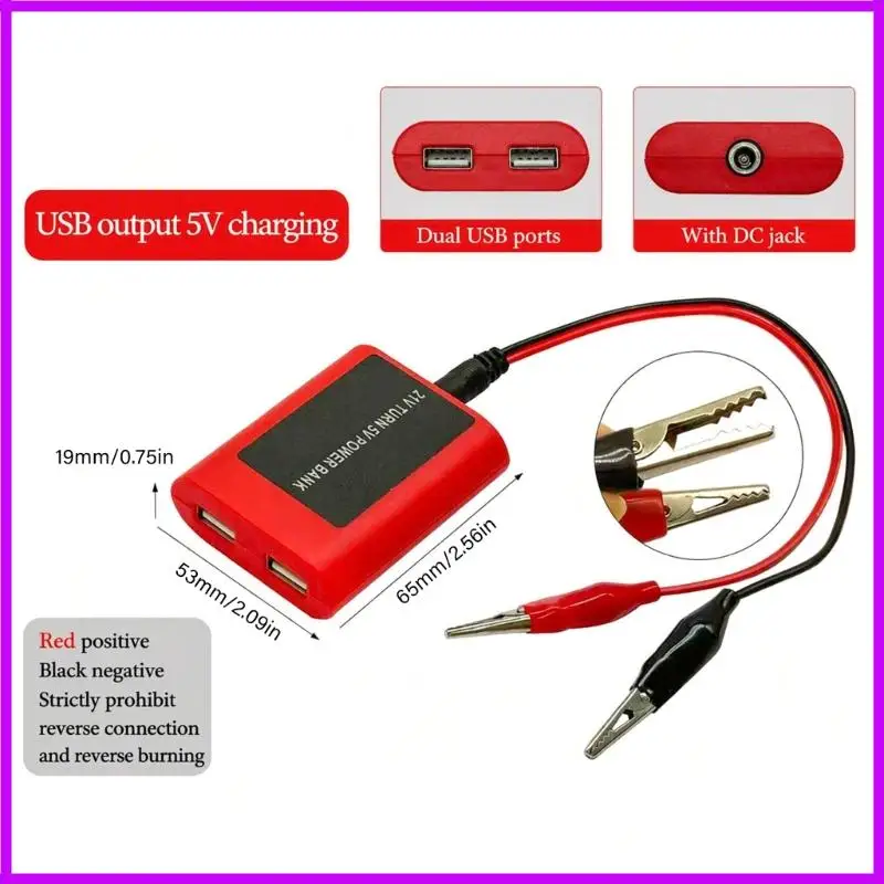 Car Motorcycle USB Hub Charging Station 5V Output For Phone Converter With Battery Clip 2 USB Ports Power Adapter Charging