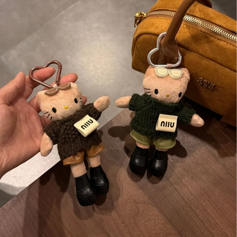 

Miu Series Y2k Новый Леопардовый Принт Черная Кожа Длинные Ноги Hellokittys Плюшевая Кукла Сумка Подвеска Diy Свитер Ручной Работы Брелок Подарок