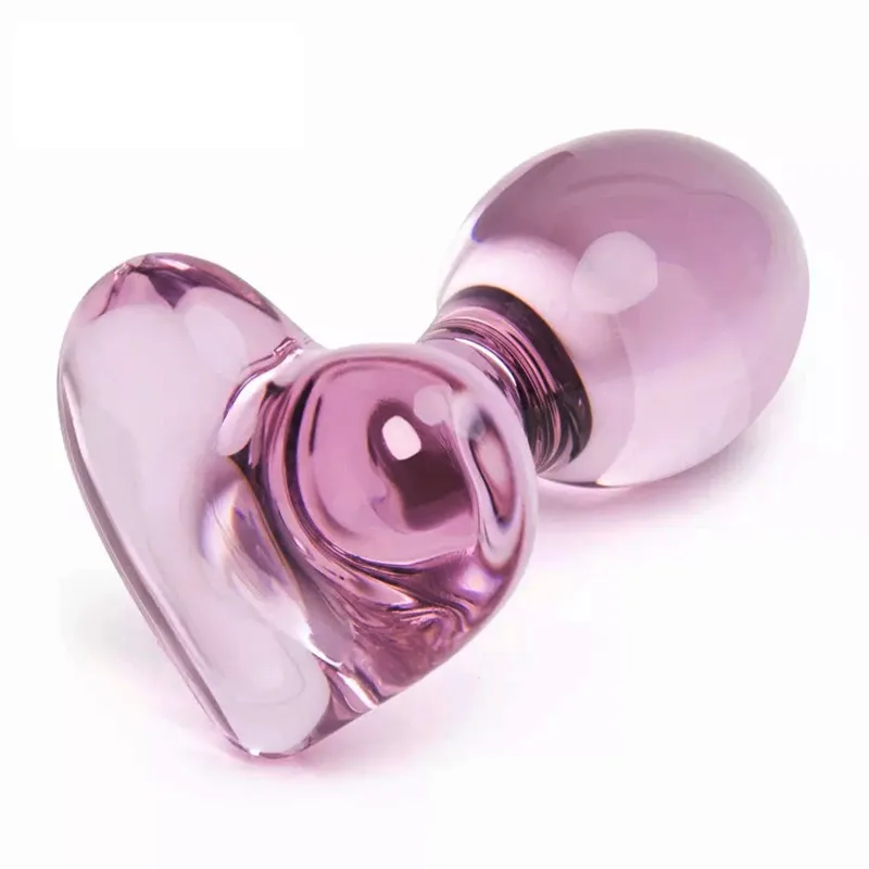 Glass Anal Plug Sex Toys For Women Pink Heart Anal Stimulator Crystal Buttplug Women Men Prostate Massage Vagina Butt Plug Balls