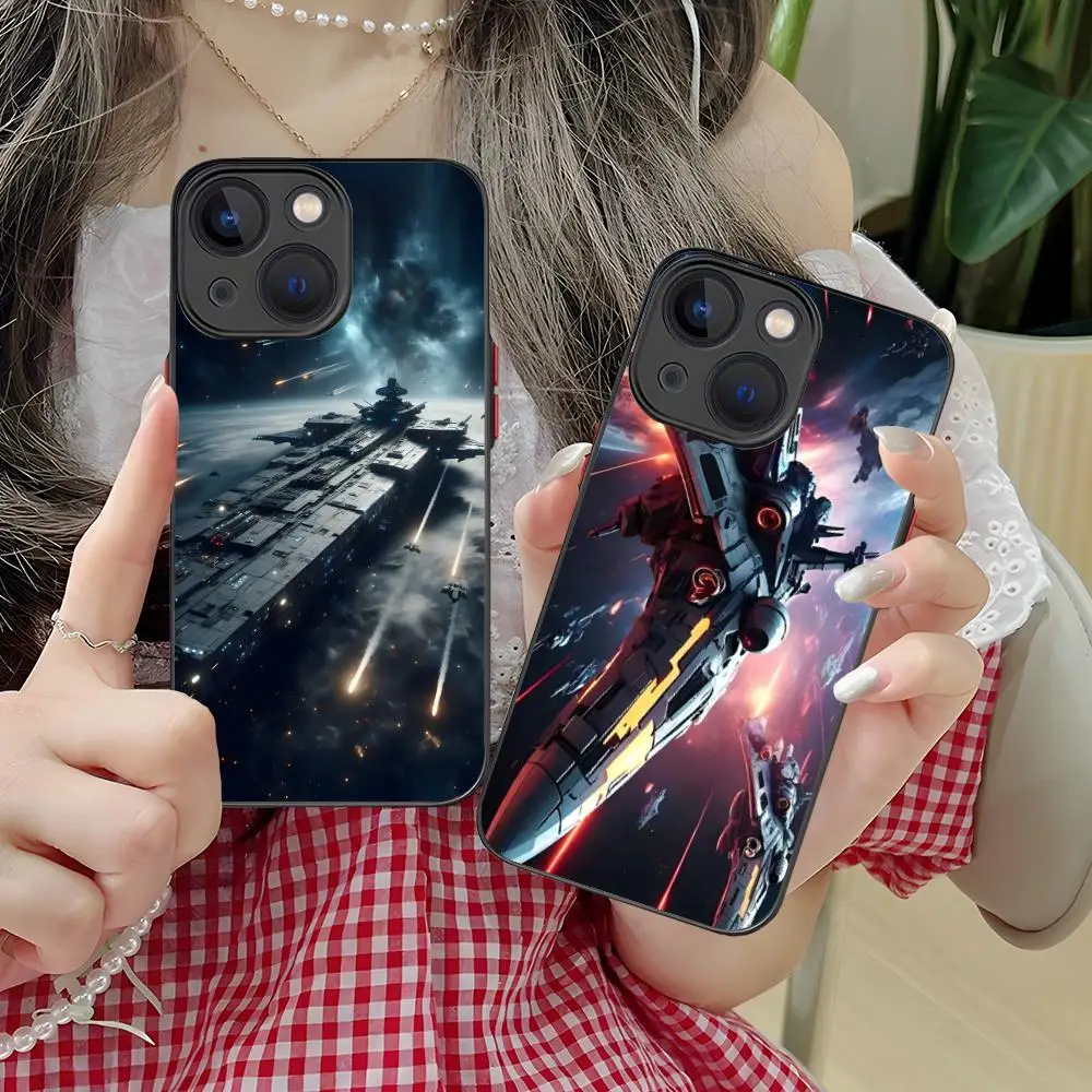 

Чехол для мобильного телефона с космическим военным кораблем для iPhone 17, 16, 15, 14, 13, 12, 11 X XR XS 8 7 Pro Max Plus, мини-цветный силиконовый чехол, роскошный чехол