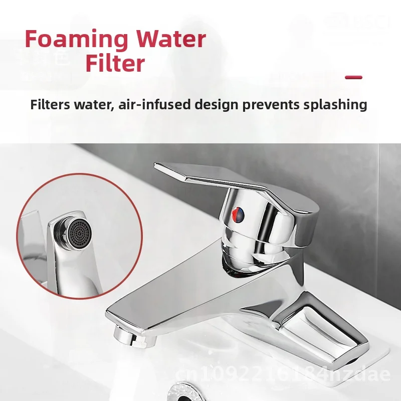 

Modern Simple All Copper Triple-Hole Basin Faucet for Home Bathroom Hot And Cold Water Double-Hole Basin Mixer Tap with Ceramic