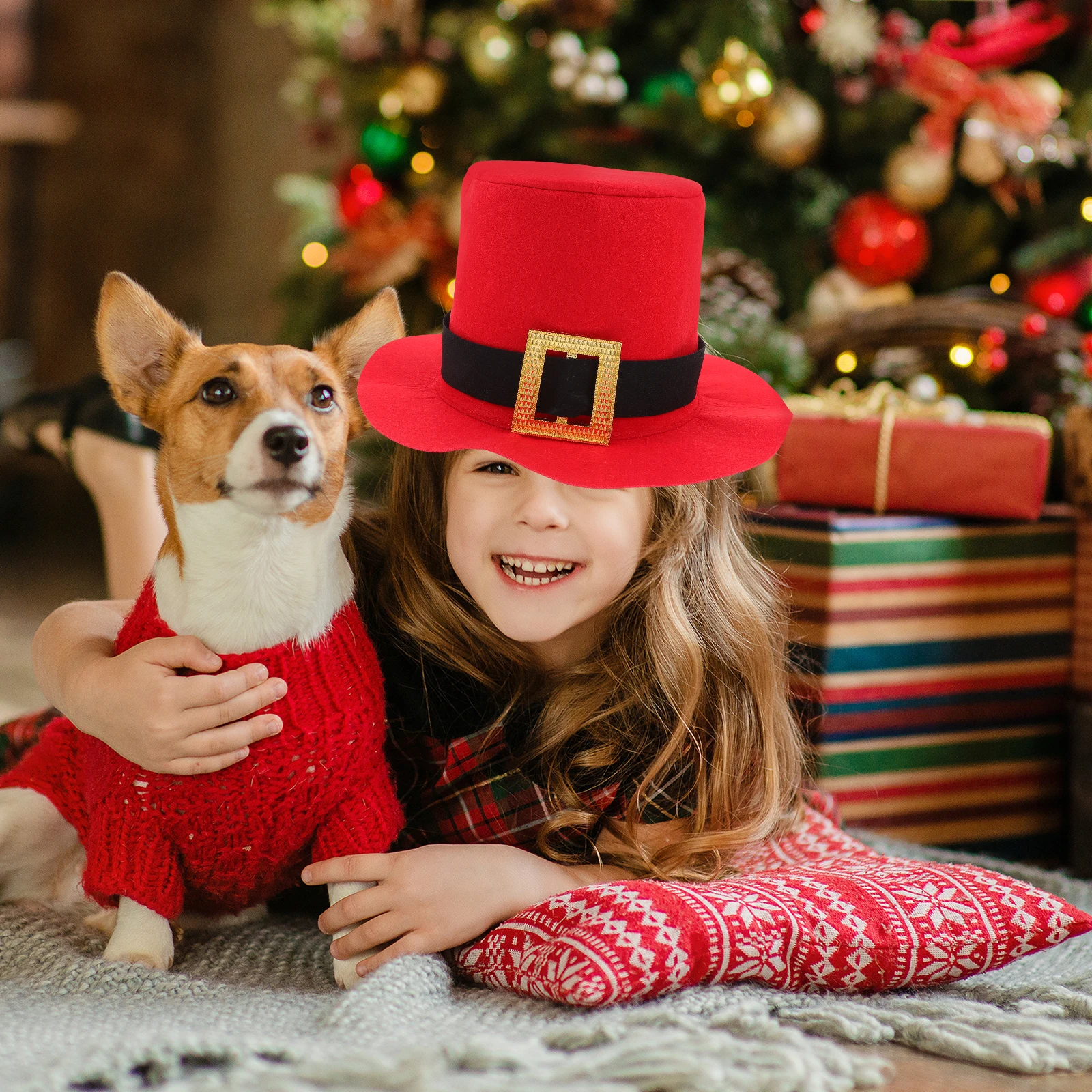 

Red Santa Top Hat Christmas Decorative Hat For Men Women Holiday Party Costume Accessory Xmas Cosplay Prop