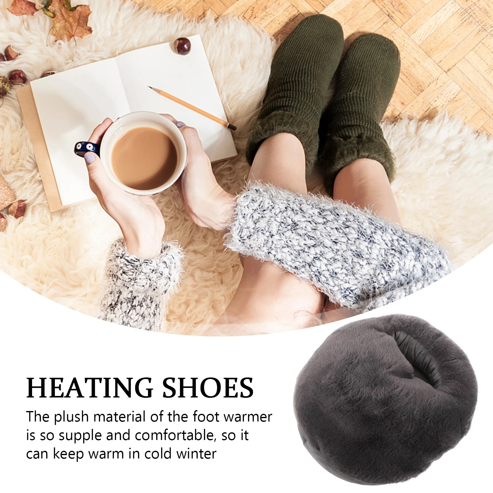 

1Set USB Foot Warmer Practical Heating Shoe Safe Electric Heating Shoe for Winter Cold Feet USB Foot Warmer Heater Shoes