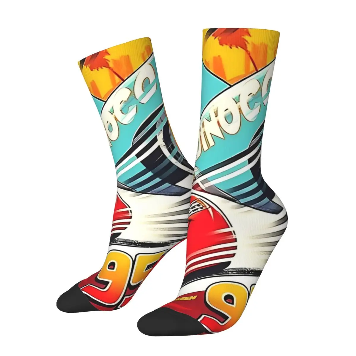 Lightning Mcqueen Racing Saries Socks Men's Women's Polyester Funny Happy Race Car Cartoon Socks High Quality Spring Summer Autu