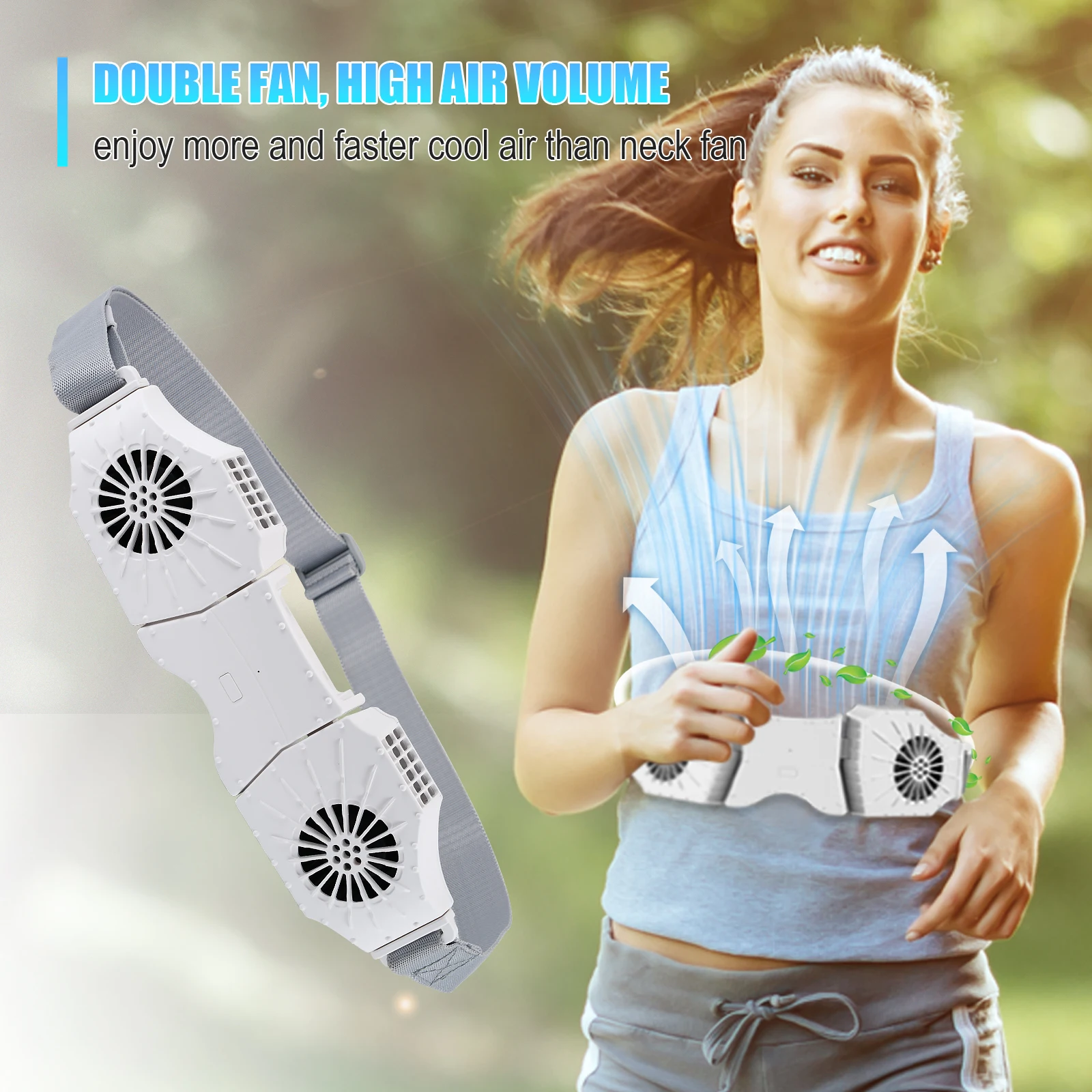 Dual Vent Waistband Fan With Adjustable Belt - 8000 Mah 3 Speed 4-12h Working Time,portable Wearable Cooling Unit