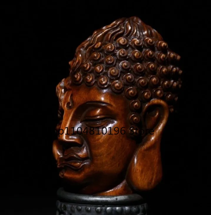 Artistic Wooden Sculpture Fusion of Buddha Head Devil From Hell